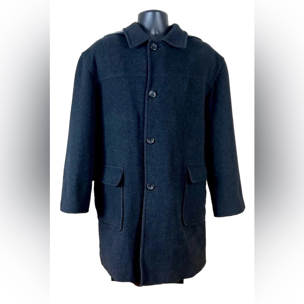 Lauren Ralph Lauren Black Wool Trench Over Coat Sz XL